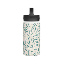 Load image into Gallery viewer, Teal Falling Leaves Handle Lid Water Bottle