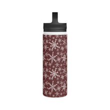 Load image into Gallery viewer, Red Snowflakes Handle Lid Water Bottle