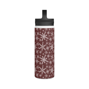 Red Snowflakes Handle Lid Water Bottle