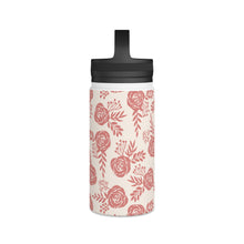 Load image into Gallery viewer, Warm Pink Floral Handle Lid Water Bottle