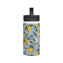 Load image into Gallery viewer, Lemons, Flowers and Stripes Handle Lid Water Bottle