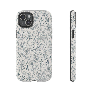 Blue Gray Flower Phone Case
