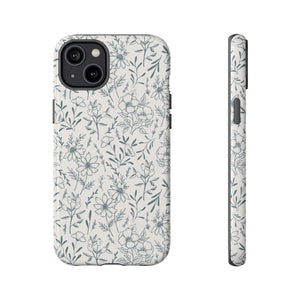 Blue Gray Flower Phone Case