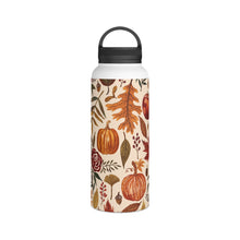 Load image into Gallery viewer, Watercolor Floral Pumpkin, Leaves and Berries Handle Lid Water Bottle
