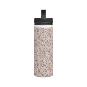 Pink Flower Handle Lid Water Bottle