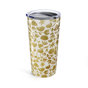 Gold Ink Floral Travel Mug