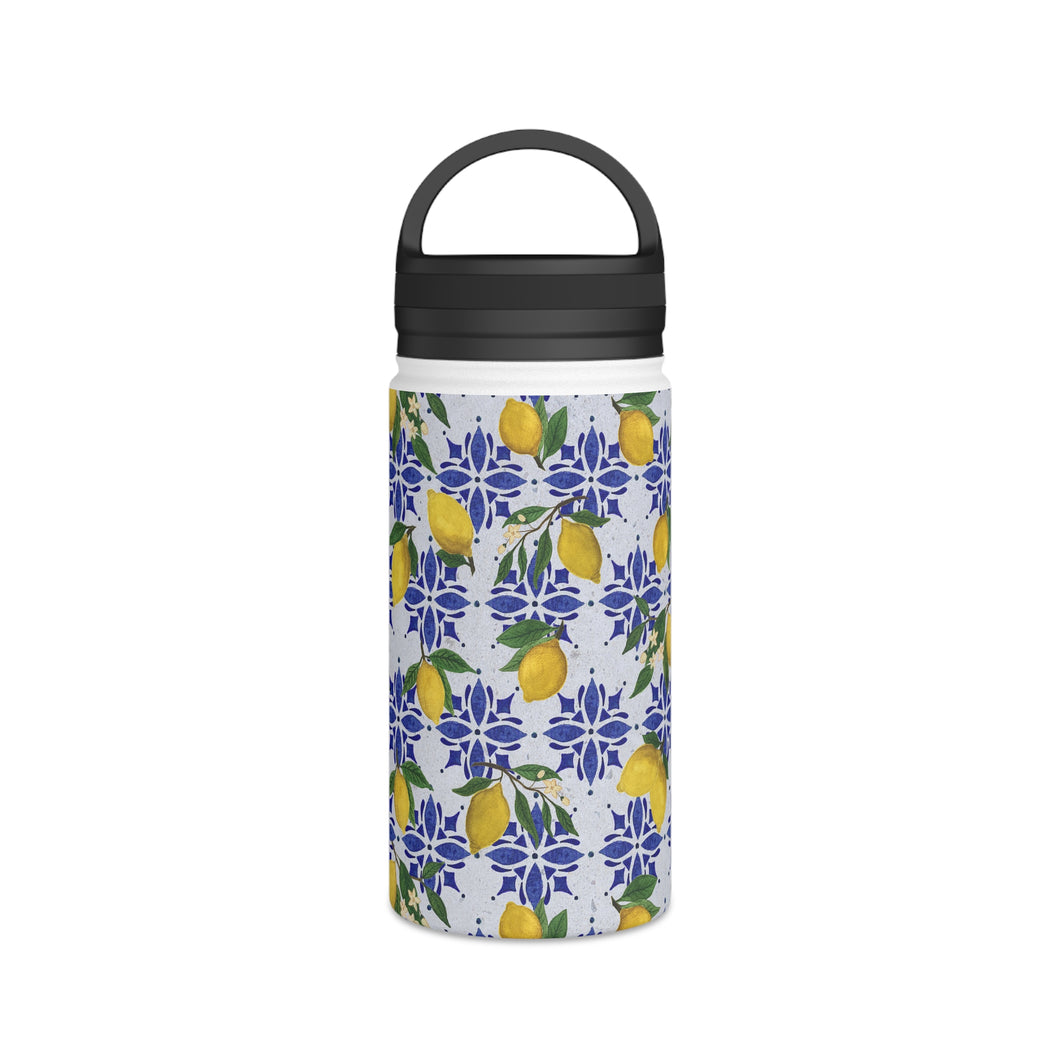 Lemon Tile Handle Lid Water Bottle