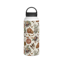 Load image into Gallery viewer, Fall Pumpkins, Flowers and Leaves Handle Lid Water Bottle