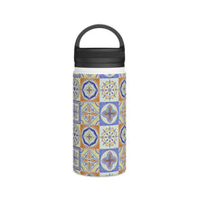 Load image into Gallery viewer, Orange and Blue Tile Handle Lid Water Bottle