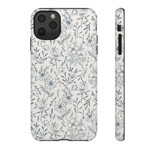 Blue Gray Flower Phone Case