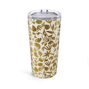 Gold Ink Floral Travel Mug