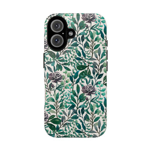 Purple Flowers and Eucalyptus Leaves Phone Case