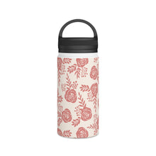 Load image into Gallery viewer, Warm Pink Floral Handle Lid Water Bottle
