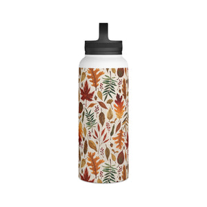 Watercolor Fall Leaves Handle Lid Water Bottle