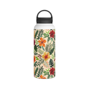 Tropical Watercolor Floral Handle Lid Water Bottle