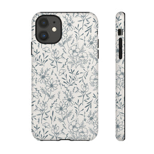 Blue Gray Flower Phone Case