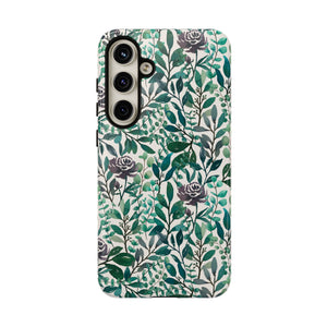 Purple Flowers and Eucalyptus Leaves Phone Case