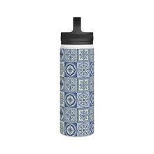 Load image into Gallery viewer, Mediterranean Blue Tile Handle Lid Water Bottle