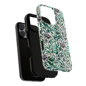 Purple Flowers and Eucalyptus Leaves Phone Case