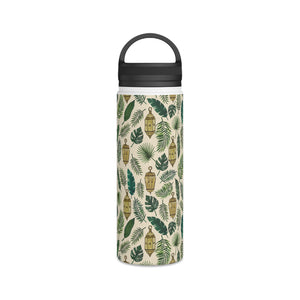 Tropical Leaves and Lanterns Handle Lid Water Bottle