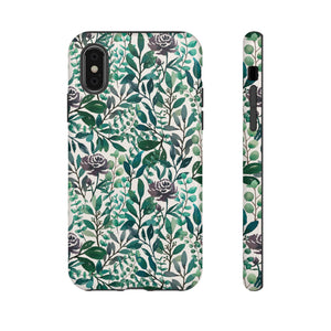 Purple Flowers and Eucalyptus Leaves Phone Case
