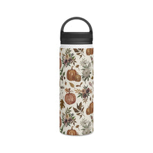 Load image into Gallery viewer, Fall Pumpkins, Flowers and Leaves Handle Lid Water Bottle
