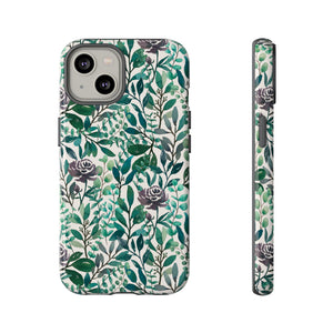 Purple Flowers and Eucalyptus Leaves Phone Case