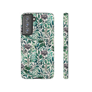 Purple Flowers and Eucalyptus Leaves Phone Case