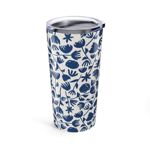 Dark Blue Floral Travel Mug