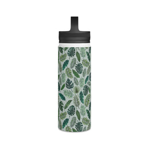 Tropical Leaves Handle Lid Water Bottle