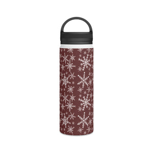Red Snowflakes Handle Lid Water Bottle