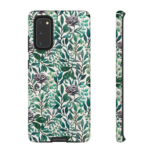 Purple Flowers and Eucalyptus Leaves Phone Case