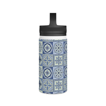 Load image into Gallery viewer, Mediterranean Blue Tile Handle Lid Water Bottle
