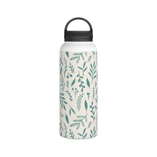 Load image into Gallery viewer, Teal Falling Leaves Handle Lid Water Bottle