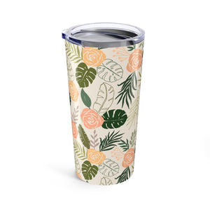 Yellow and Green Tropical Floral Pattern Travel Mug