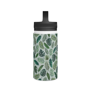 Tropical Leaves Handle Lid Water Bottle