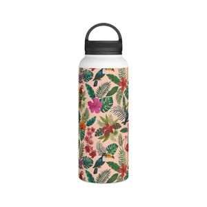 Tropical Bird Handle Lid Water Bottle