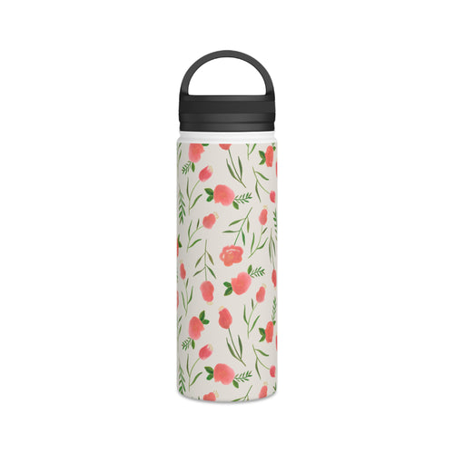 Spring Watercolor Handle Lid Water Bottle