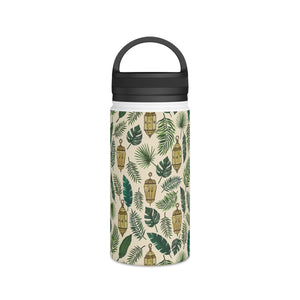 Tropical Leaves and Lanterns Handle Lid Water Bottle
