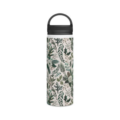Winter Floral Handle Lid Water Bottle