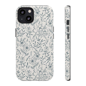 Blue Gray Flower Phone Case