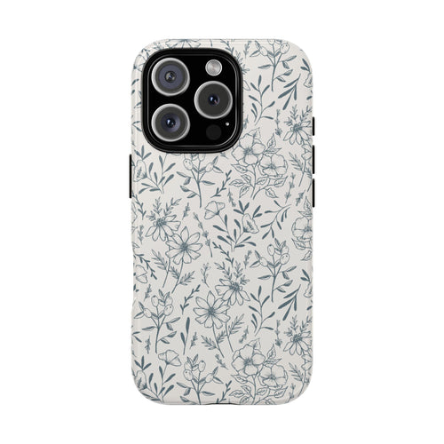 Blue Gray Flower Phone Case