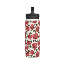 Load image into Gallery viewer, Rose Watercolor Handle Lid Water Bottle