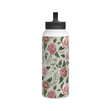 Load image into Gallery viewer, Wild Flower Roses Handle Lid Water Bottle
