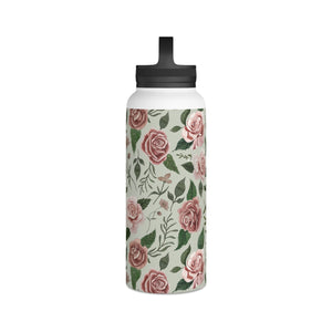 Wild Flower Roses Handle Lid Water Bottle