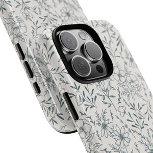 Blue Gray Flower Phone Case