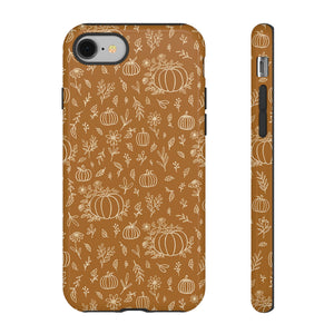 Bronze Floral Ink Pumpkin Phone Case