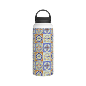 Orange and Blue Tile Handle Lid Water Bottle
