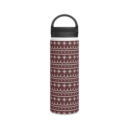 Red Snowflake Pattern Handle Lid Water Bottle