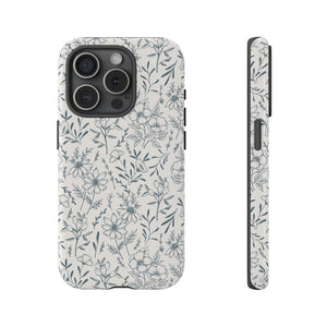 Blue Gray Flower Phone Case